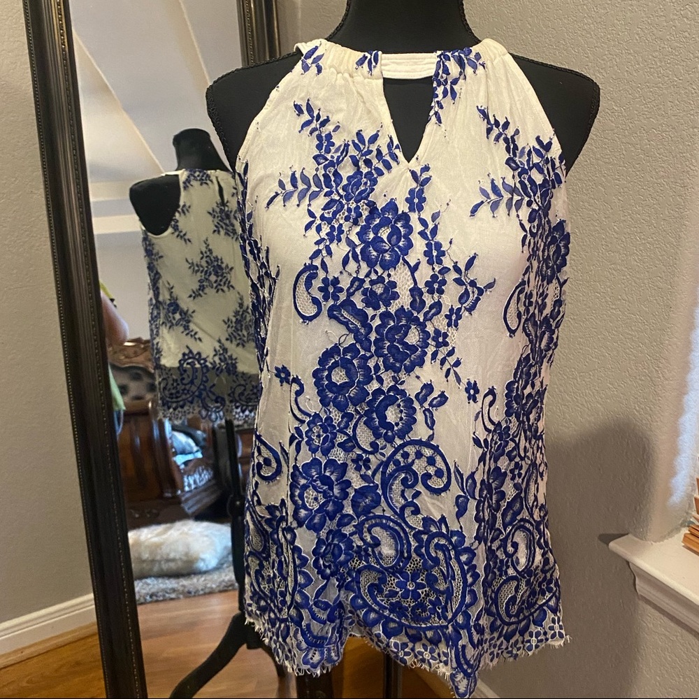 INC Women Floral Hi Neck Top